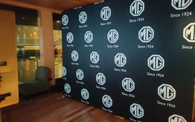 Custom printed photo wall for MG Motors